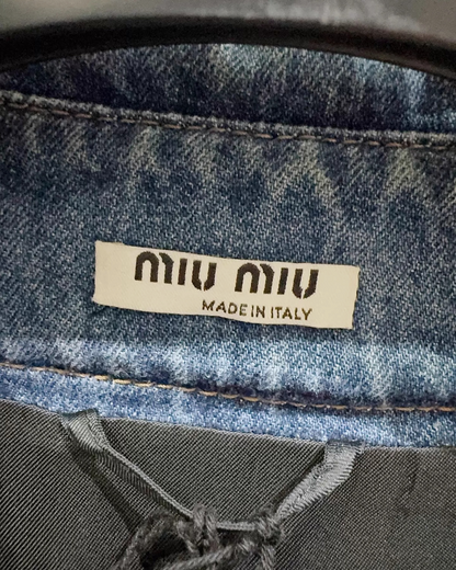 Miu Miu Crystal-Embellished Denim Jacket Blue, Multicolor FR 36