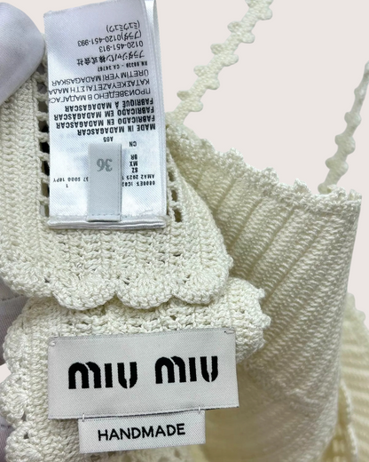 Miu Miu Crochet Triangle Bralette Beige/Ecru IT 40
