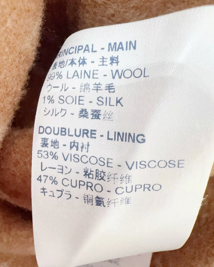 Louis Vuitton Hooded Wool Logo Coat Brown, Beige/Ecru FR 44