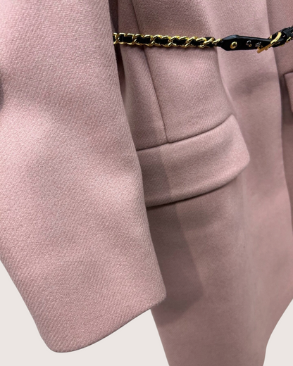Miu Miu Wool Double-Breasted Fur-Collar Coat Pink, Black FR 36