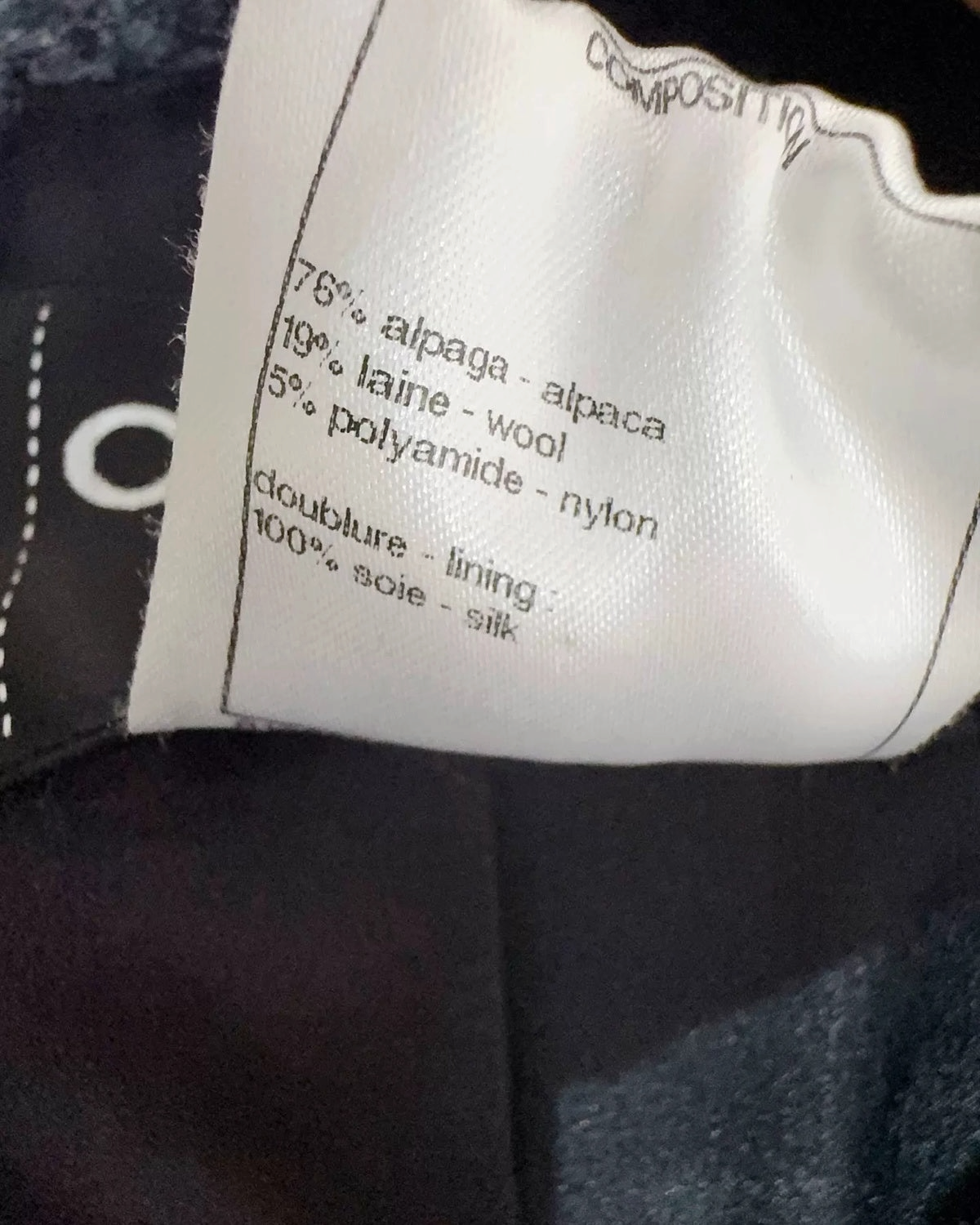 Chanel Chain-Trim Tweed Coat Navy FR 36