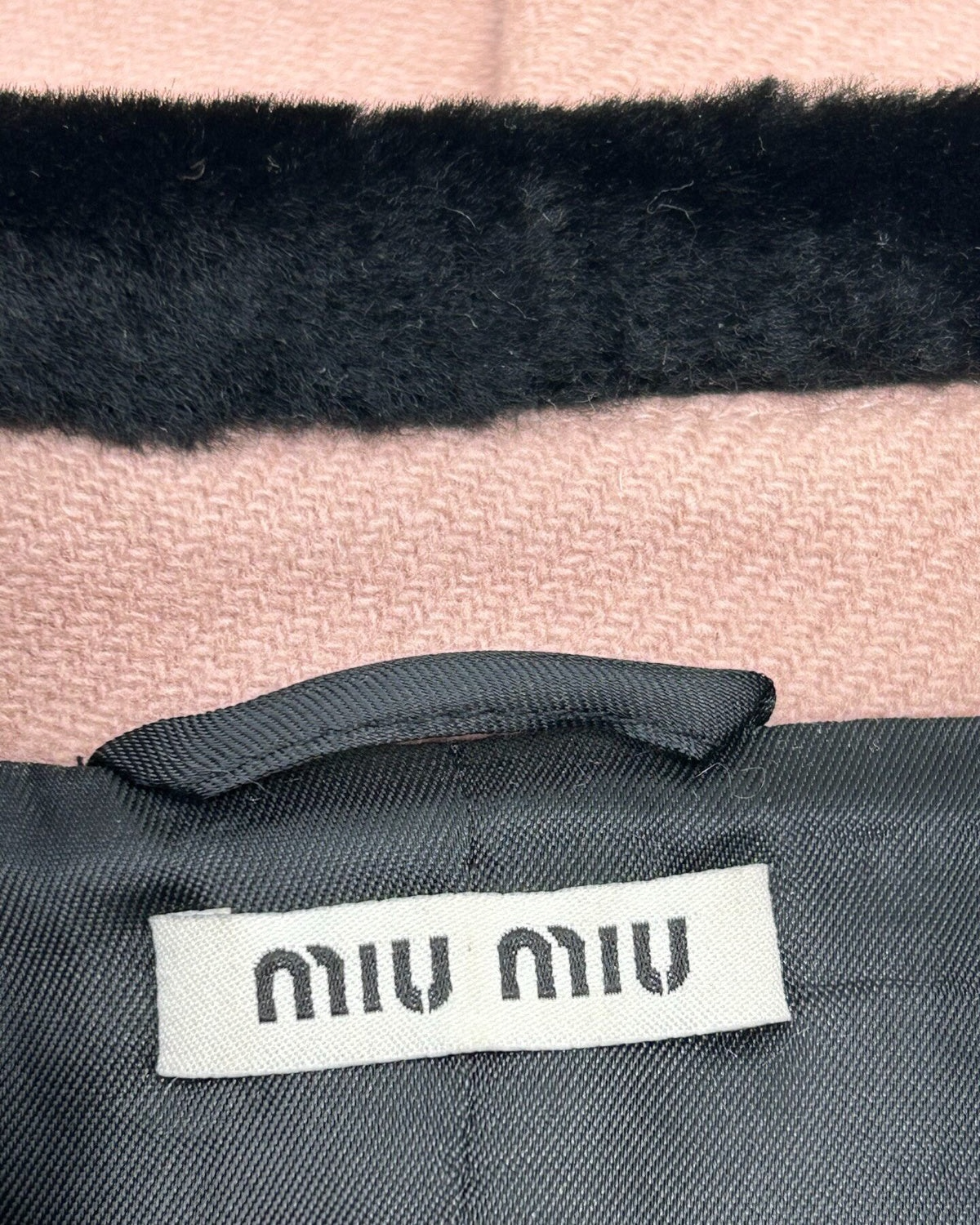 Miu Miu Wool Double-Breasted Fur-Collar Coat Pink, Black FR 36