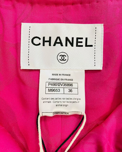 Chanel 14S Belted Tweed Jacket Pink, White, Black FR 36