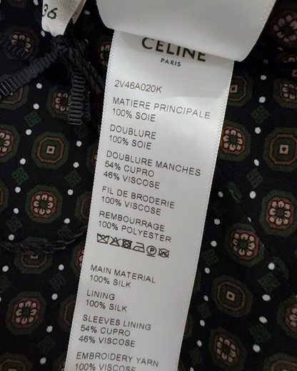 Celine Ruffle-Trim Geometric-Print Cropped Jacket Navy, Green, Multicolor FR 36