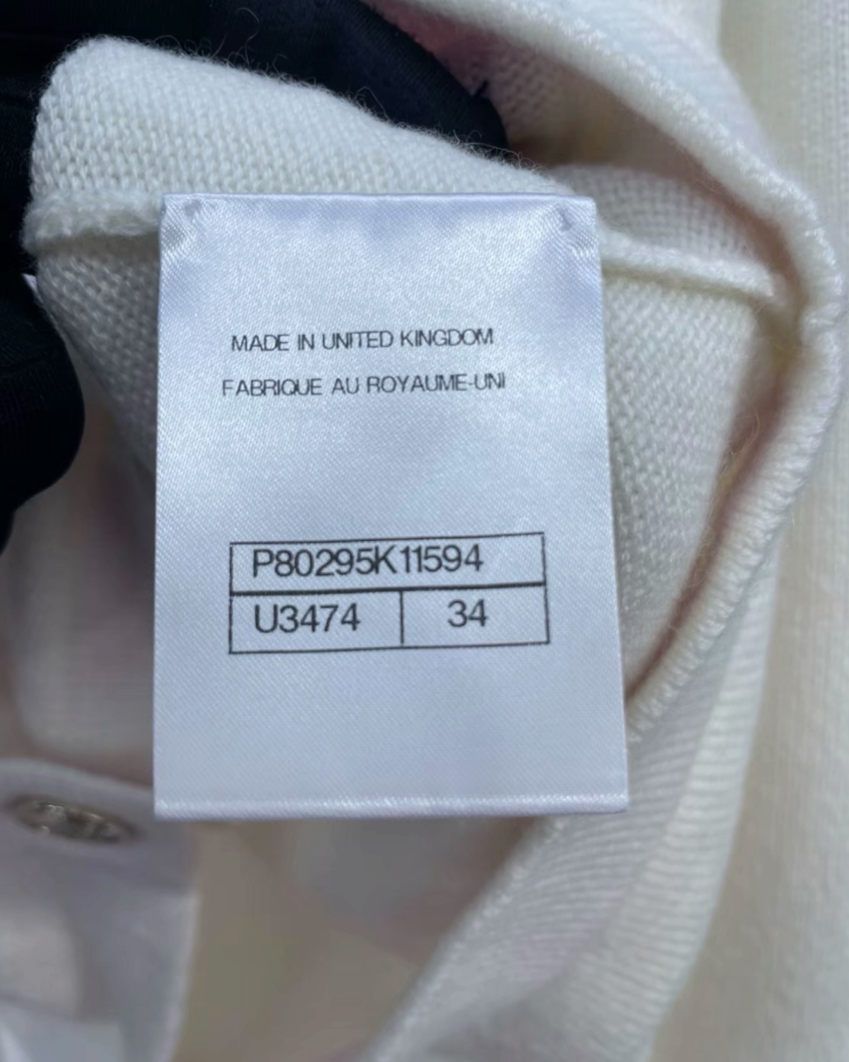 Chanel 25B Cashmere Embroidered Logo Cardigan Beige/Ecru, Gold FR 34