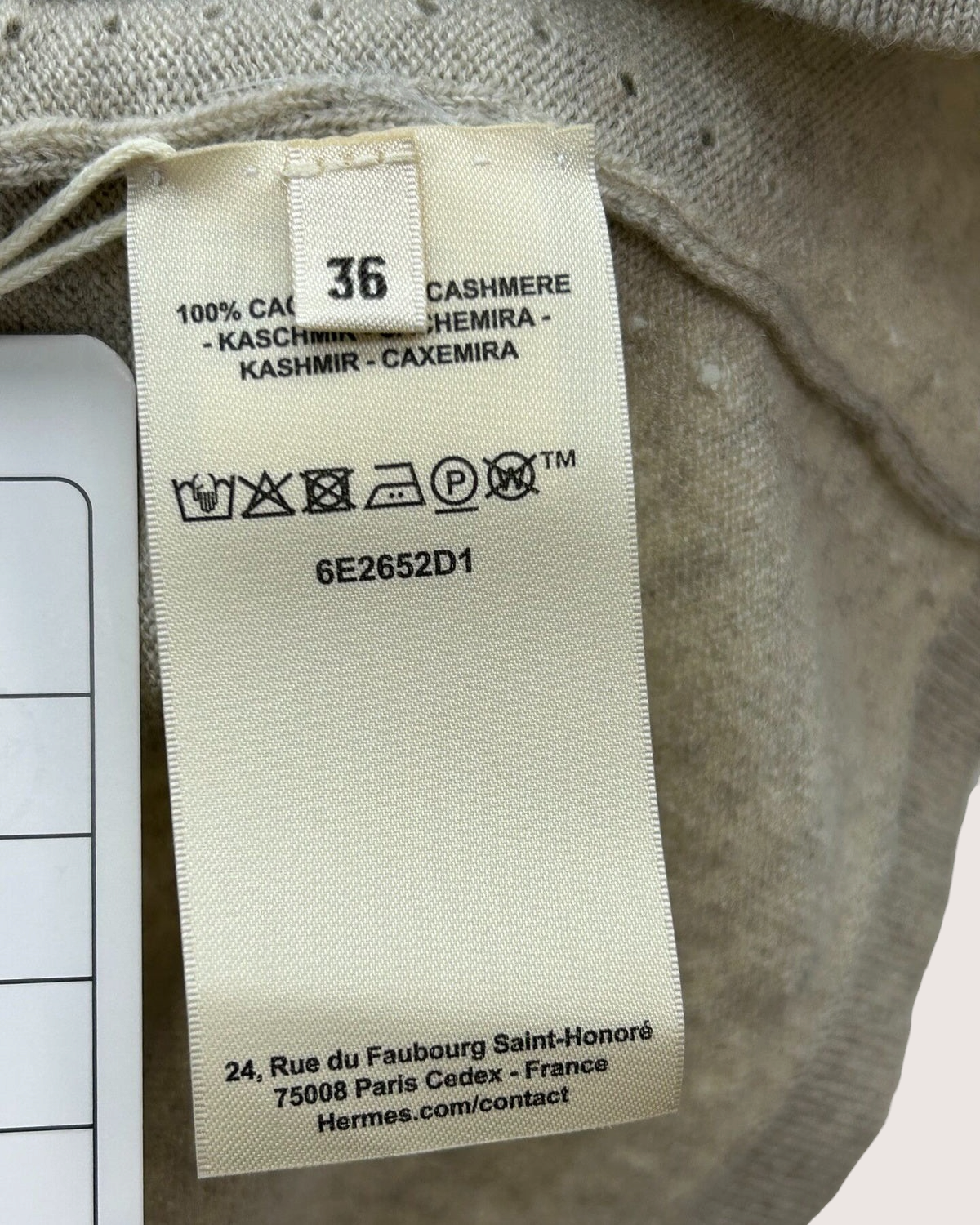 Hermès Cashmere Short-Sleeve Logo Sweater Grey FR 36