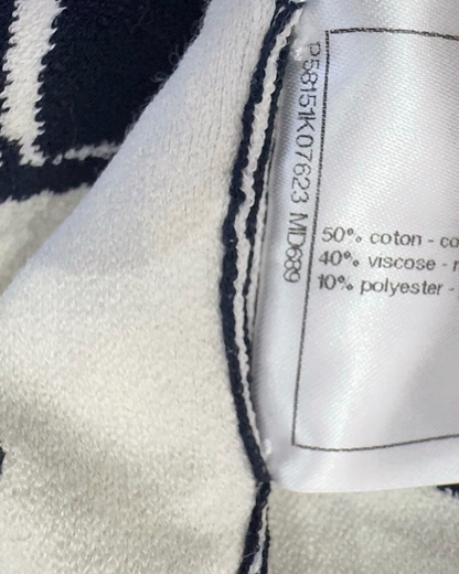 Chanel 18C Geometric-Print Wrap Mid-Length Dress Navy, White FR 40