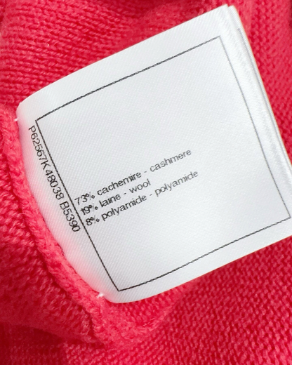 Chanel 19K Bouclé-Trim Cardigan Red, White FR 34