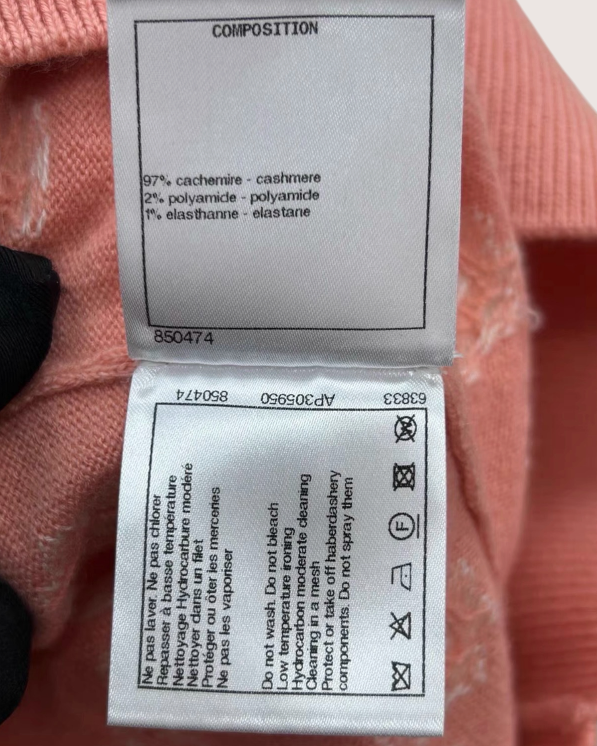 Chanel 22P Cashmere Floral CC Sweater Pink, White FR 34