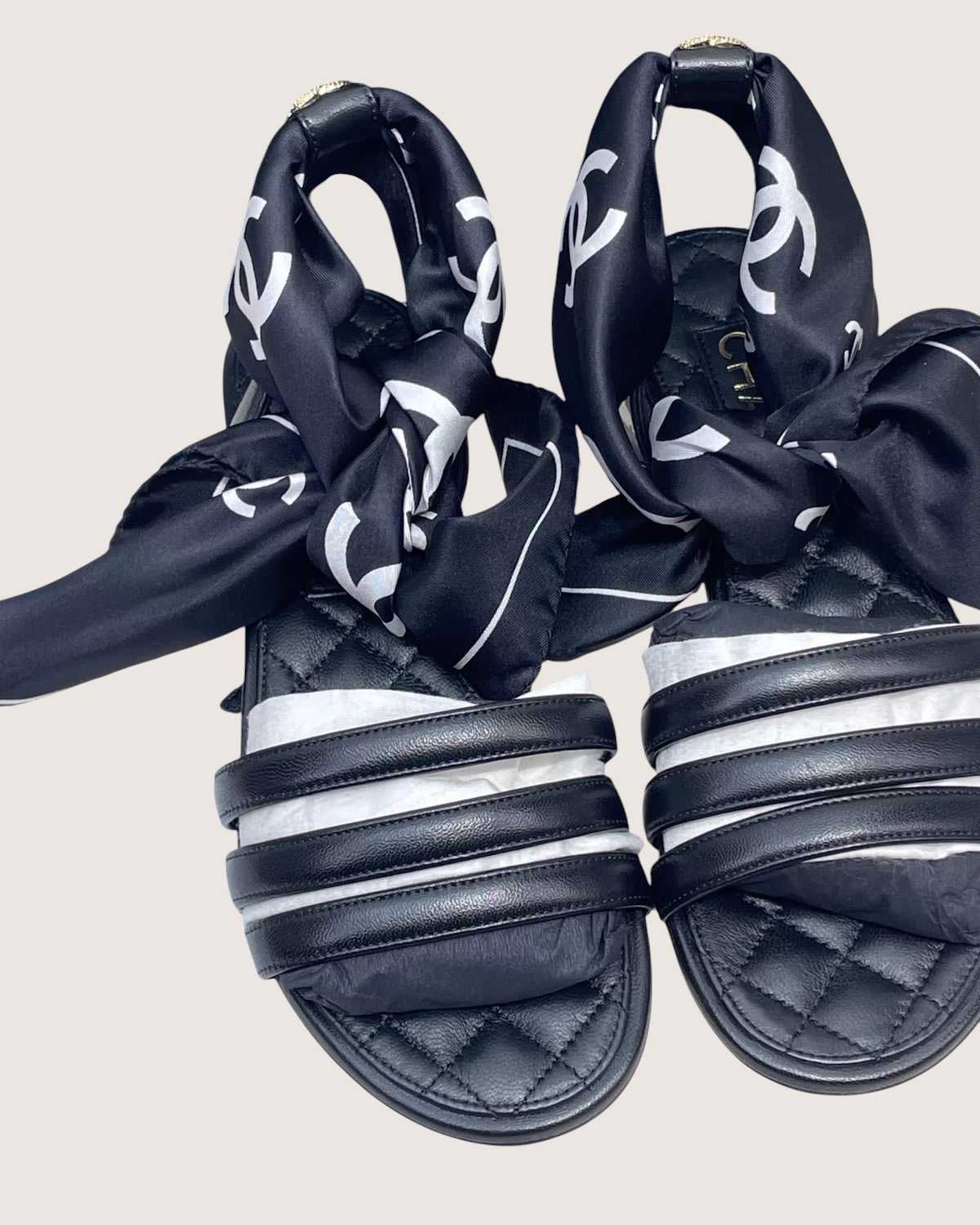 Chanel 26C Scarf Leather Sandals