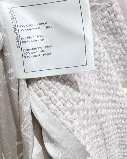 Chanel 16C Tweed Coat Grey, Beige/Ecru FR 36